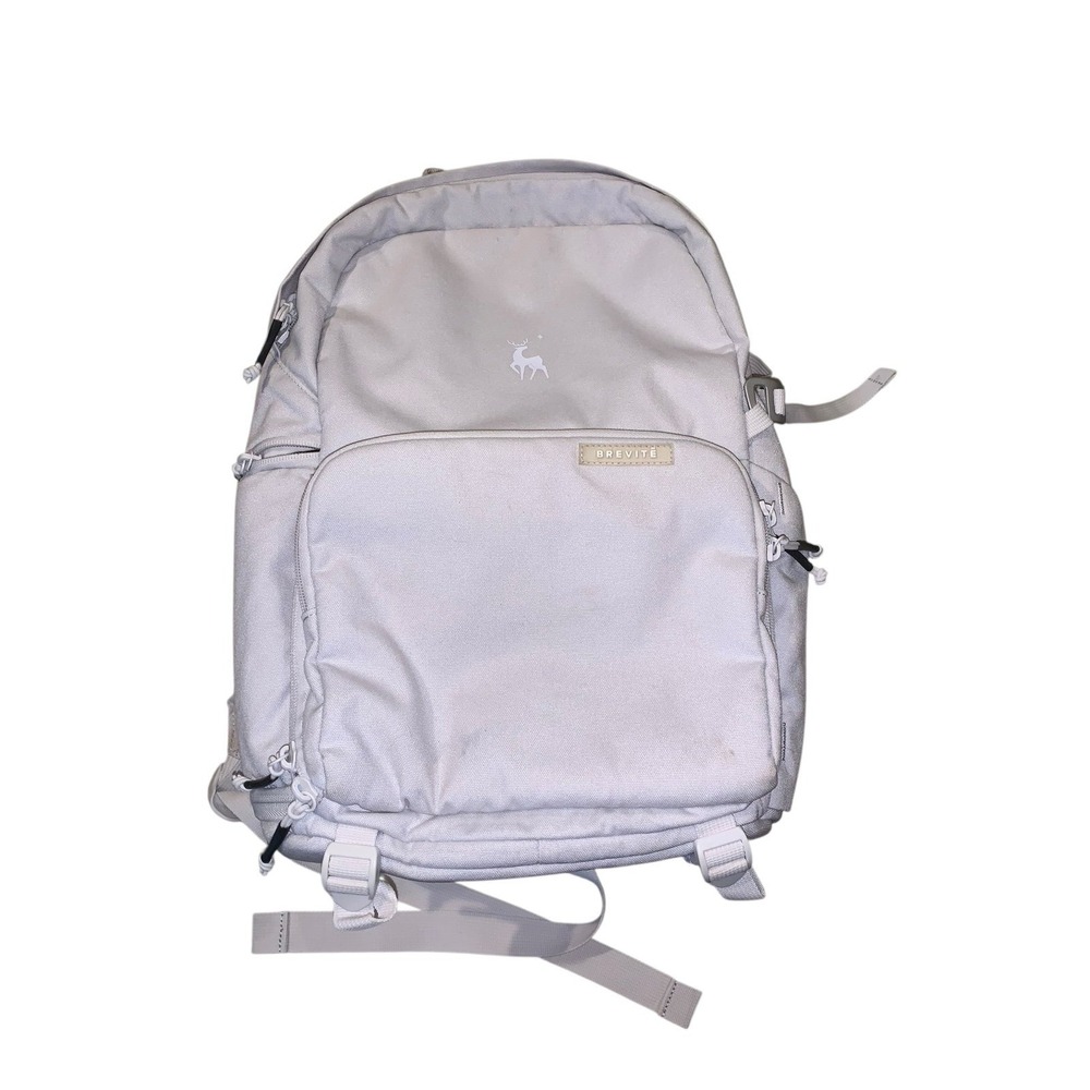 Brevite The Jumper Camera Backpack Unisex Light Gray Laptop Pockets Techwear